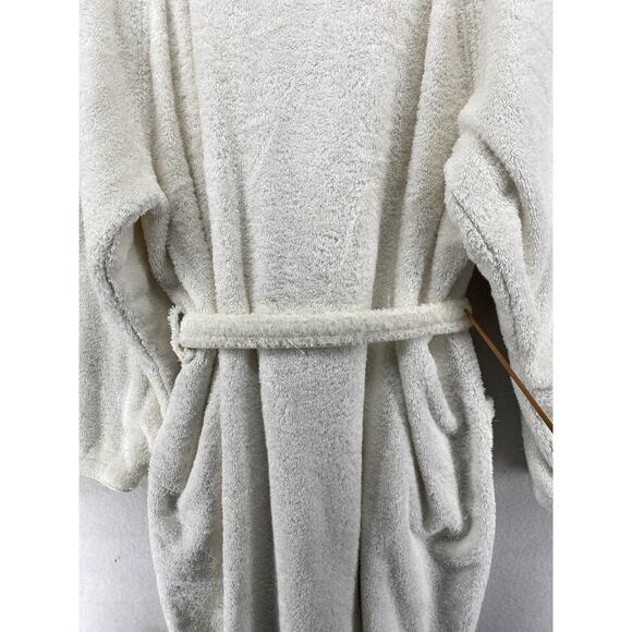 WATERWORKS Bathrobe Adult One Size Terry Belted Long Sleeve White - Picture 9 of 12